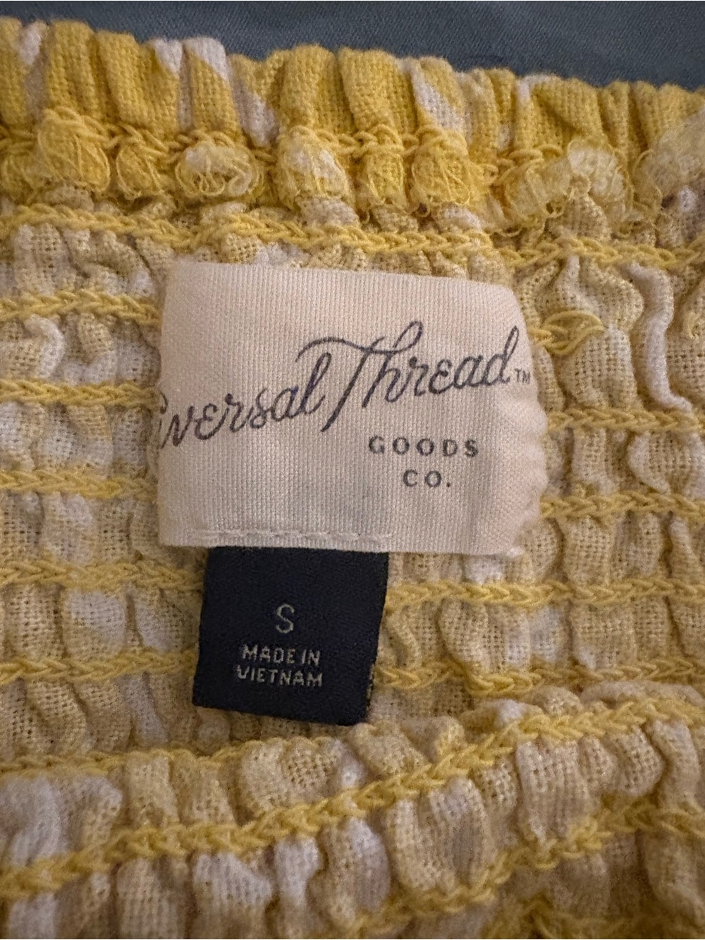 Universal Thread Yellow Smocked Square-Neck Crop Top - Picture 3 of 3